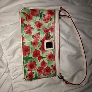 Red floral Dooney & Bourke wristlet